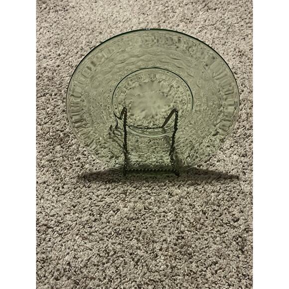 Lot 6 Green Depression Plates Uranium Glass UV Glow Honeycomb - Picture 5 of 6